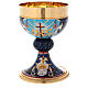 Chalice and Ciborium in brass with enamel, Lamb of God and IHS s13