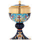 Calice e Pisside ottone smalto a fuoco Agnello IHS s12
