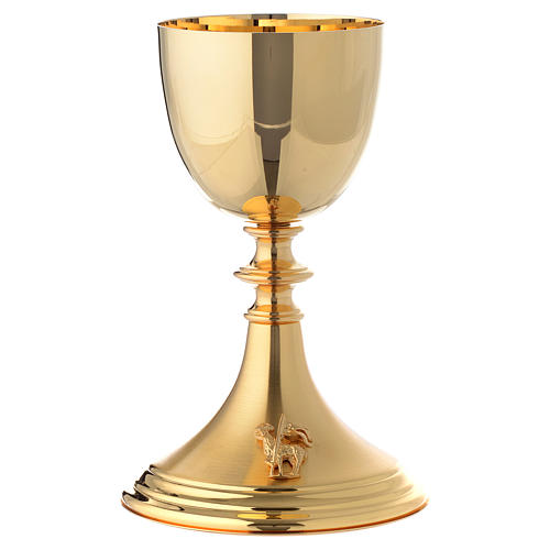Chalice in brass plate with Lamb of God 1
