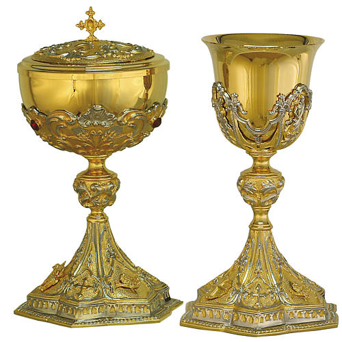 Chalice and ciborium in investment casting of bi-coloured brass 1