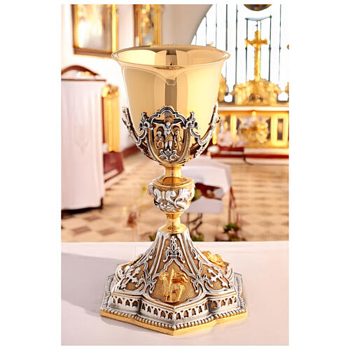 Calice Pisside microfusione ottone bicolore Scene Cristo 2