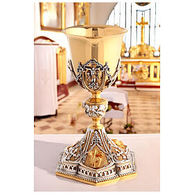 Chalice and ciborium in investment casting of bi-coloured brass