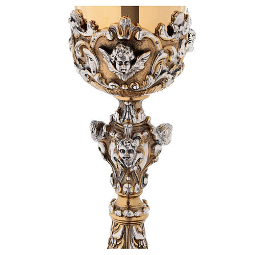 Chalice in investment casting of bi-coloured brass with Angels 5
