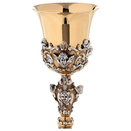 Chalice in investment casting of bi-coloured brass with Angels 6
