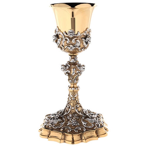 Chalice in investment casting of bi-coloured brass with Angels 7