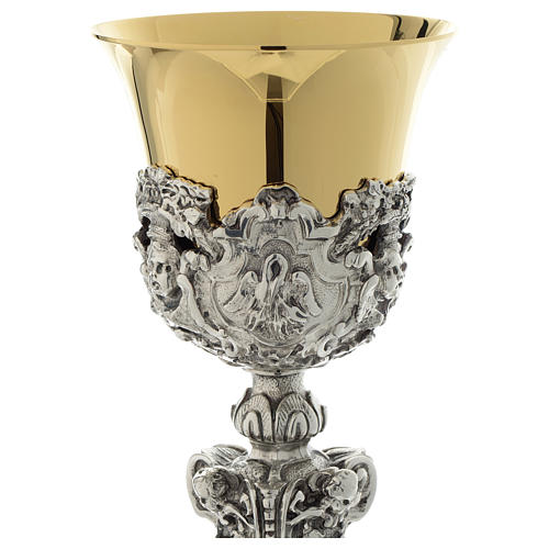 Chalice in brass, chiselled in baroque style 2