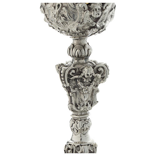 Chalice in brass, chiselled in baroque style 3