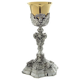 Chalice in brass, chiselled in baroque style