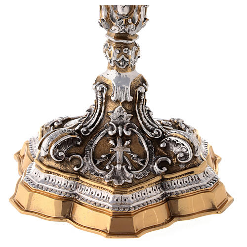 Chalice in two tone brass, chiselled in baroque style 4