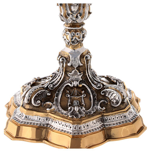 Chalice in two tone brass, chiselled in baroque style 6
