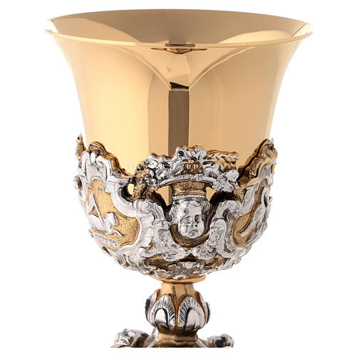 Chalice in two tone brass, chiselled in baroque style 2