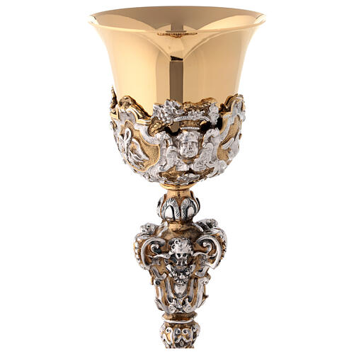 Chalice in two tone brass, chiselled in baroque style 5
