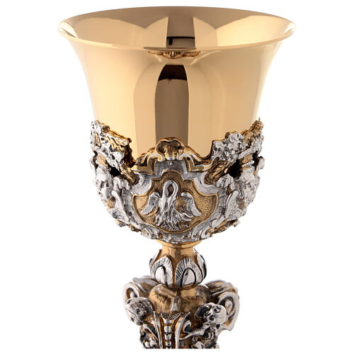 Chalice in two tone brass, chiselled in baroque style 9