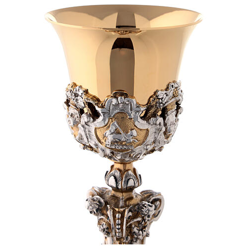 Chalice in two tone brass, chiselled in baroque style 11