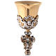 Chalice in two tone brass, chiselled in baroque style s3