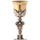 Chalice in two tone brass, chiselled in baroque style s7