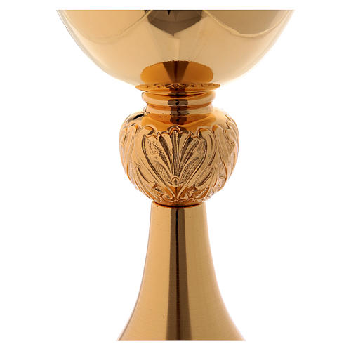 Chalice in golden brass, polished cup and satin base 3