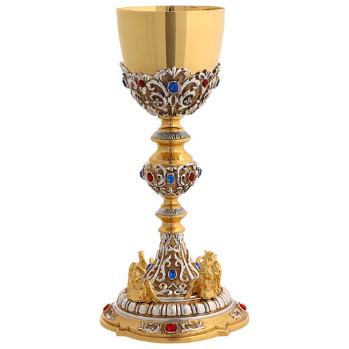 Chalice in brass with strass and 4 evangelists 1