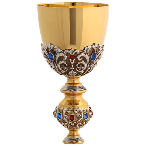 Chalice in brass with strass and 4 evangelists 2