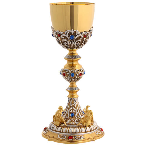 Chalice in brass with strass and 4 evangelists 3