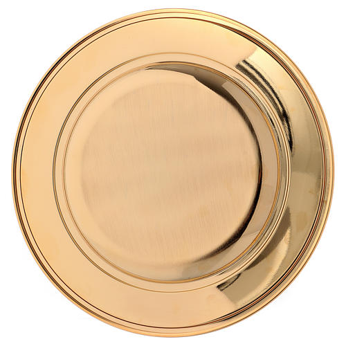 Paten in brass with floral decoration 23.5cm 4
