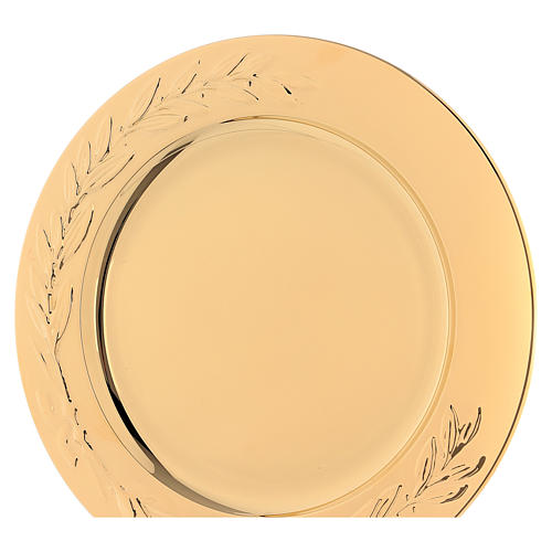 Paten in brass with embossed olive leaves 23.5cm 2