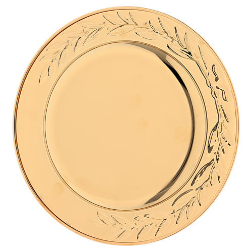 Paten in brass with embossed olive leaves 23.5cm 3