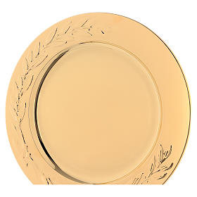 Paten in brass with embossed olive leaves 23.5cm