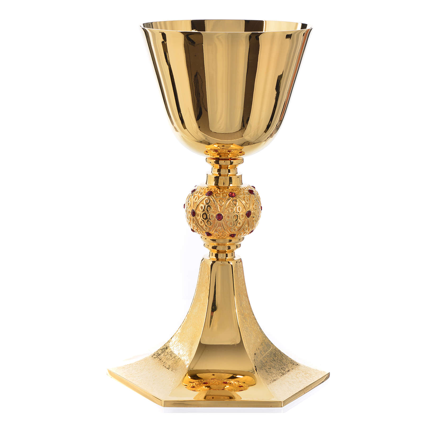 Chalice in gold-plated brass with ruby red stones | online sales on ...