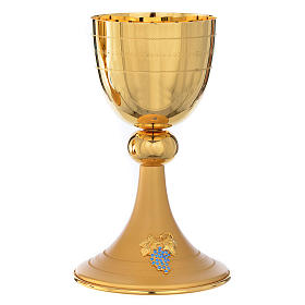 Chalice and ciborium in brass with blue crystals