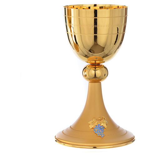 Chalice and ciborium in brass with blue crystals 9