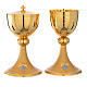 Chalice and ciborium in brass with blue crystals s8