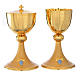 Chalice and ciborium in brass with blue crystals s1