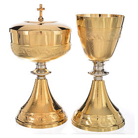 Chalice, ciborium in brass with ears of wheat