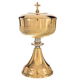 Chalice, ciborium in brass with ears of wheat