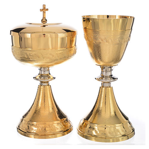 Chalice, ciborium in brass with ears of wheat 1