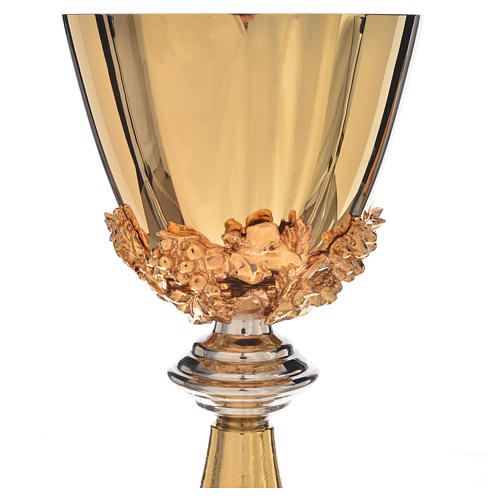 Chalice with grapes and ears of wheat in golden brass 3