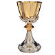 Chalice with grapes and ears of wheat in two-tone brass s1