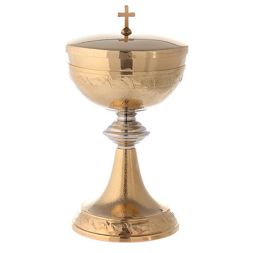 Chalice, ciborium with ears of wheat in golden brass 3