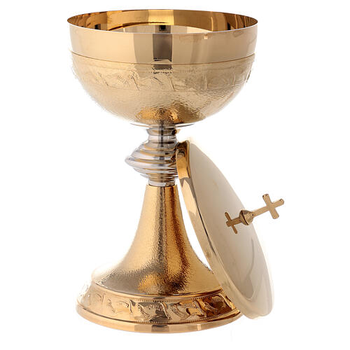 Chalice, ciborium with ears of wheat in golden brass 4