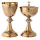 Chalice, ciborium with ears of wheat in golden brass s1