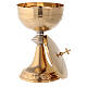 Chalice, ciborium with ears of wheat in golden brass s4