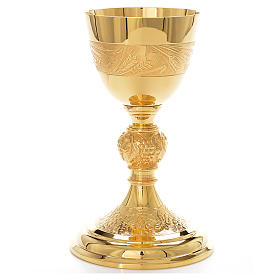 Chalice Molina sheaf of wheat & grapes, gold-plated brass