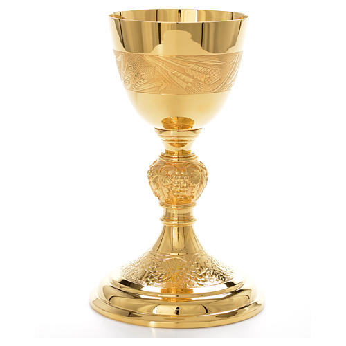 Chalice Molina sheaf of wheat & grapes, gold-plated brass 6