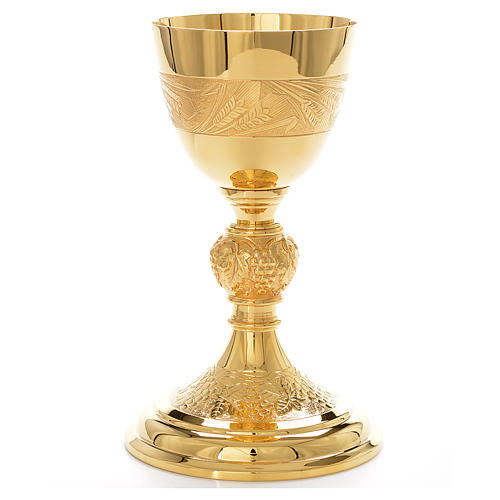 Chalice Molina sheaf of wheat & grapes, gold-plated brass 1