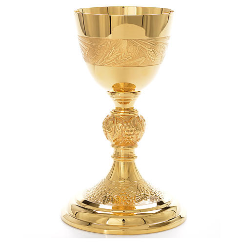 Chalice Molina sheaf of wheat & grapes, gold-plated brass | online ...