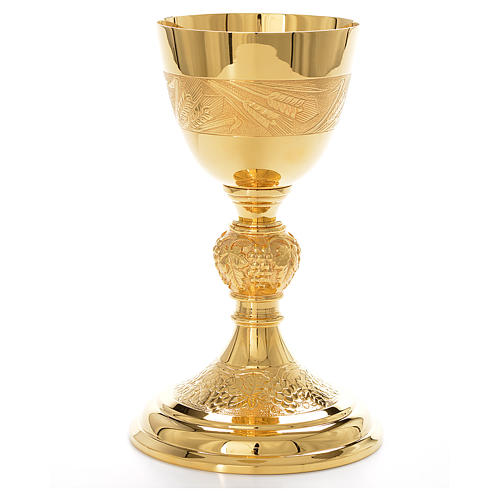 Chalice Molina sheaf of wheat & grapes, gold-plated brass | online ...