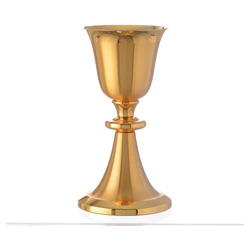 Calice e pisside croce piede ottone dorato 3