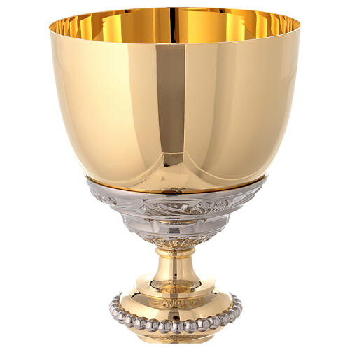 Baroque style chalice in bi-coloured brass 22.5cm 2