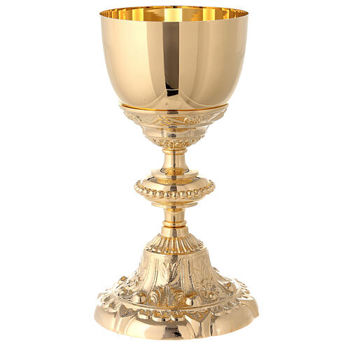 Baroque style chalice in golden brass 22.5cm 1